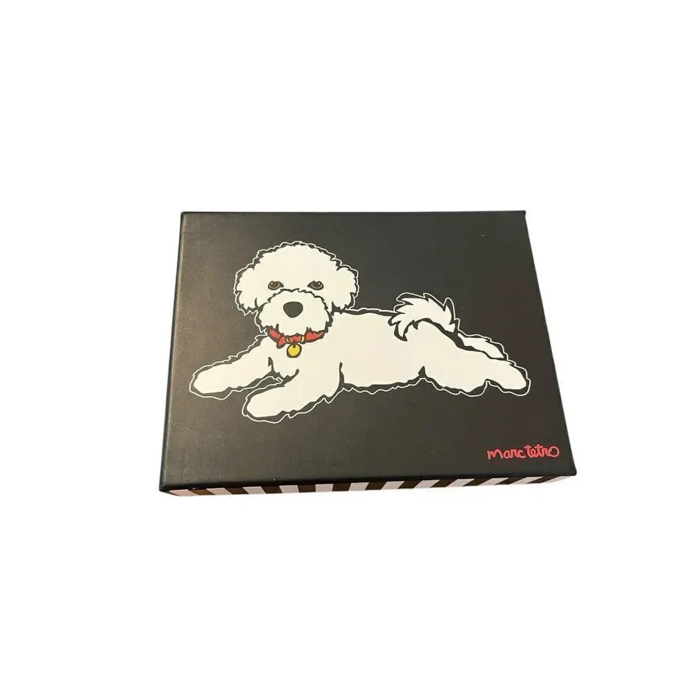 White Bichon Frise Poodle Black Zip Wallet Wristlet New Gift Boxed Marc Tetro